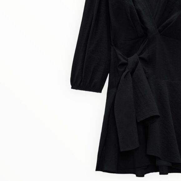 ZARA | Black | WRAP DRESS WITH BOW - Picture 4 of 11
